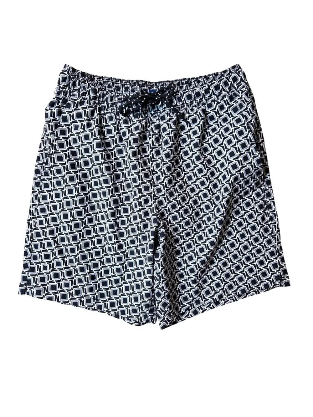 George Mens Swim Trunks Geometric Print S 28-30 Black & White Polyester Spandex